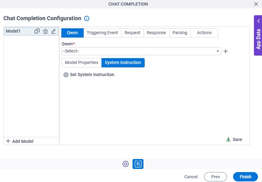Chat Completion Configuration AgileLLM System Instruction tab