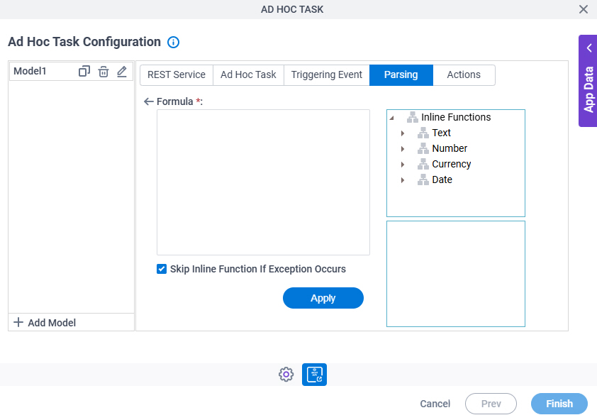 Chat Completion Ad Hoc Task Configuration Parsing Inline Functions screen