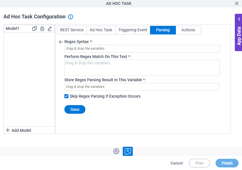 Chat Completion Ad Hoc Task Configuration Parsing Regular Expression screen