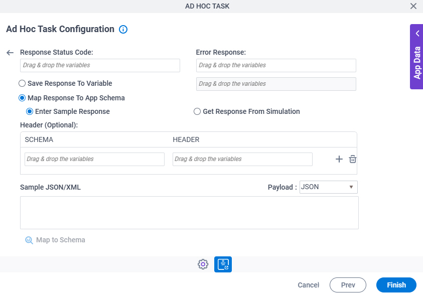 Ad Hoc Task Configuration REST Service Response Configuration screen