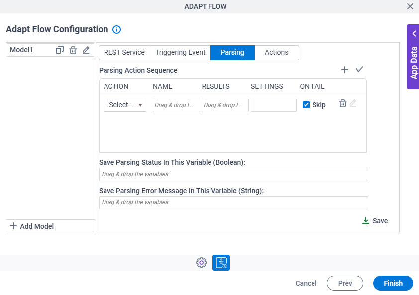 Adapt Flow Configuration Parsing tab