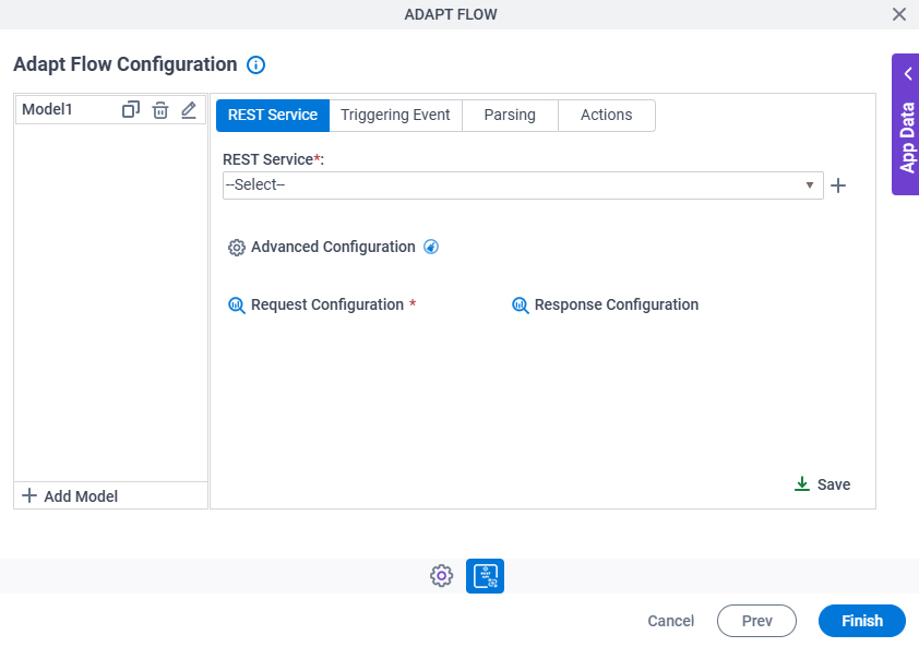 Adapt Flow Configuration REST Service tab