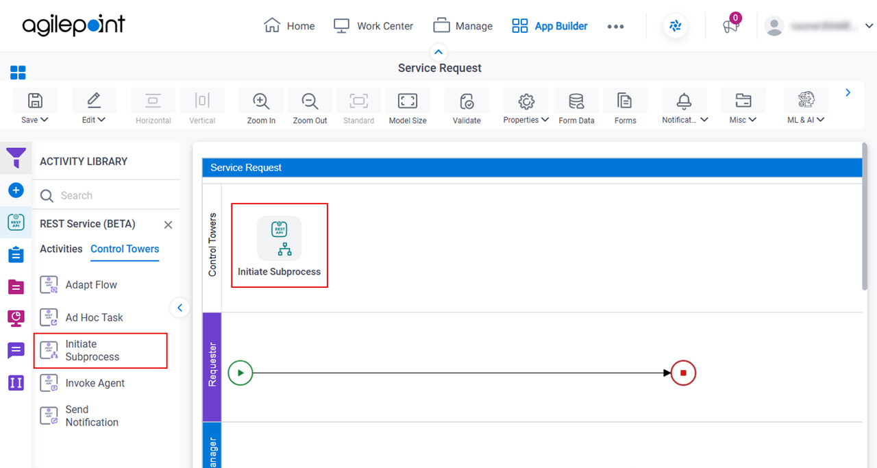 Drag Initiate Subprocess activity