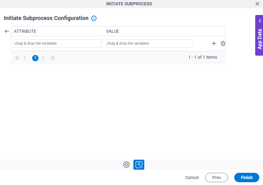 Chat Completion Initiate Subprocess Configuration Actions tab Initial Attributes screen