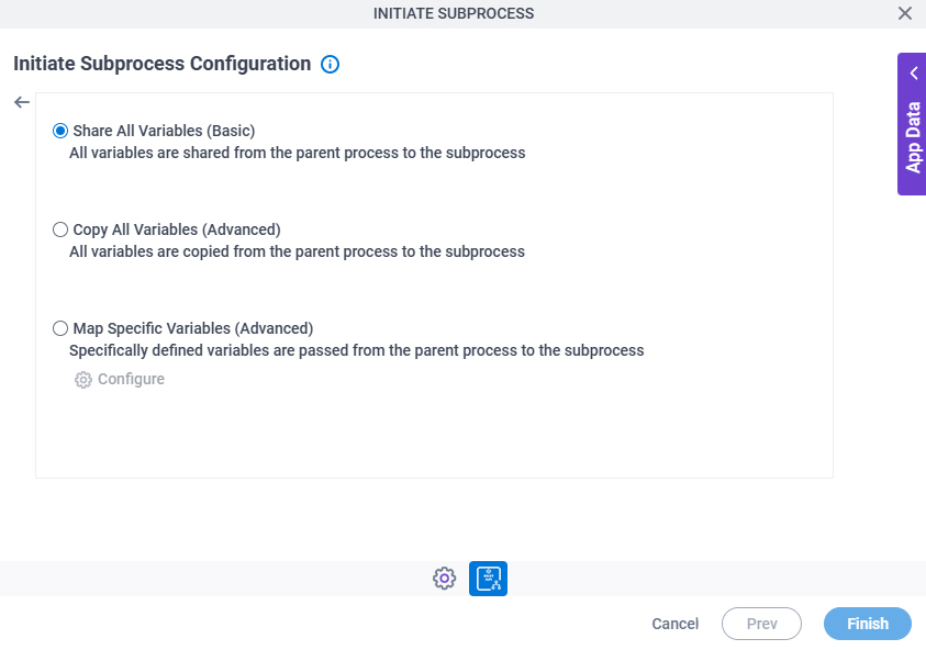 Chat Completion Initiate Subprocess Configuration Actions tab Mapping Variables screen