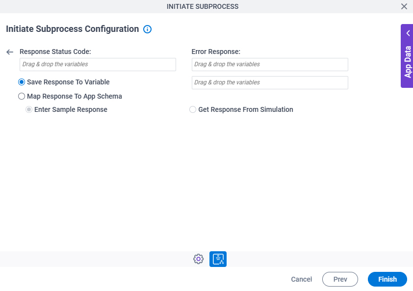 Initiate Subprocess Configuration REST Service Response Configuration screen