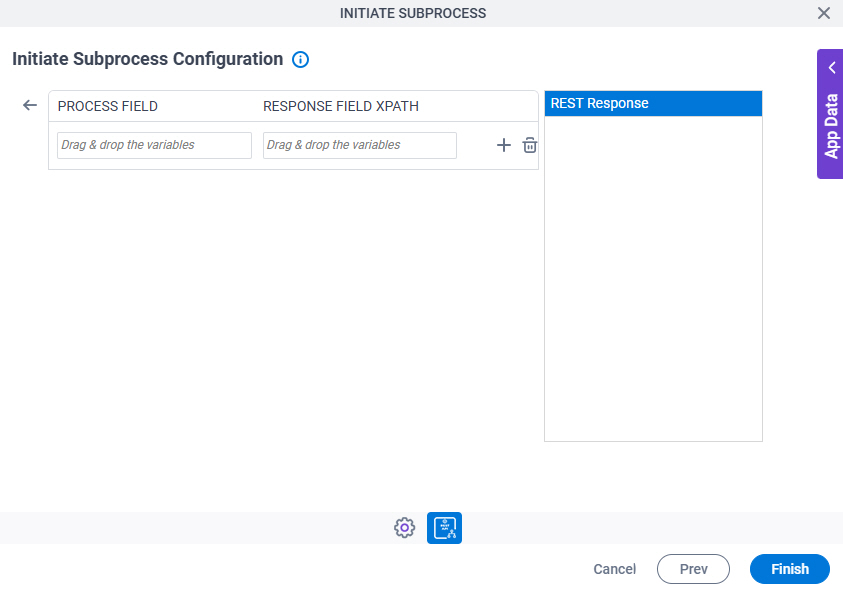 Initiate Subprocess Configuration REST Service Ad Hoc Mapping screen