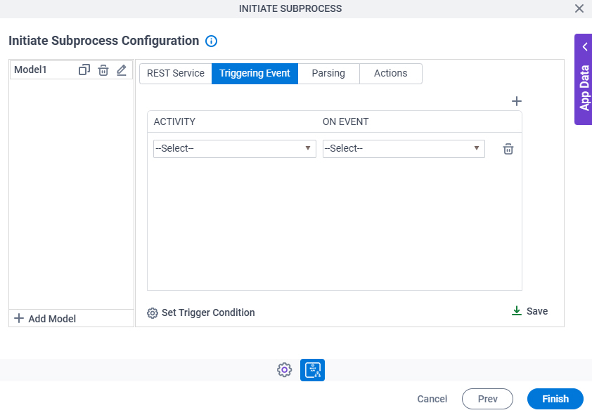 Initiate Subprocess Configuration Triggering Event tab