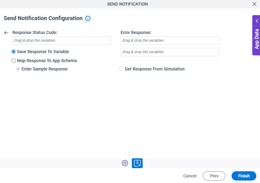 Send Notification Configuration REST Service Response Configuration screen