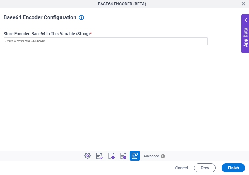 Base64 Encoder Configuration screen