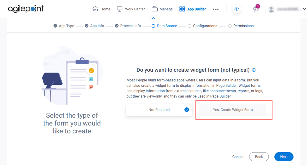 Click Yes Create Widget Form