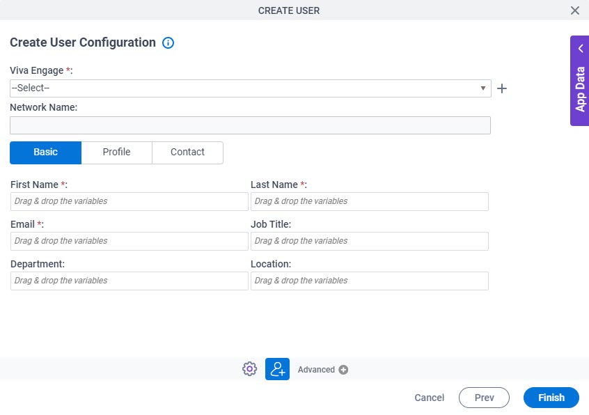 Create User Configuration screen