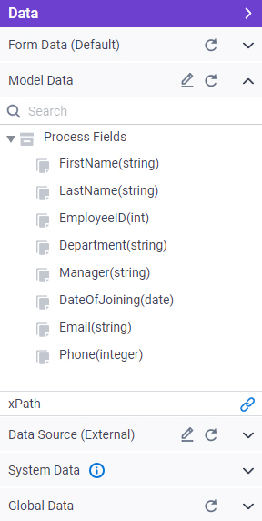 Model Data tab