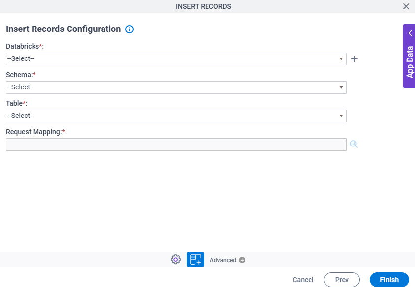 Insert Records Configuration screen