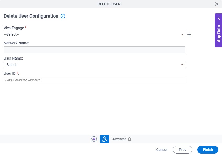 Delete User Configuration screen