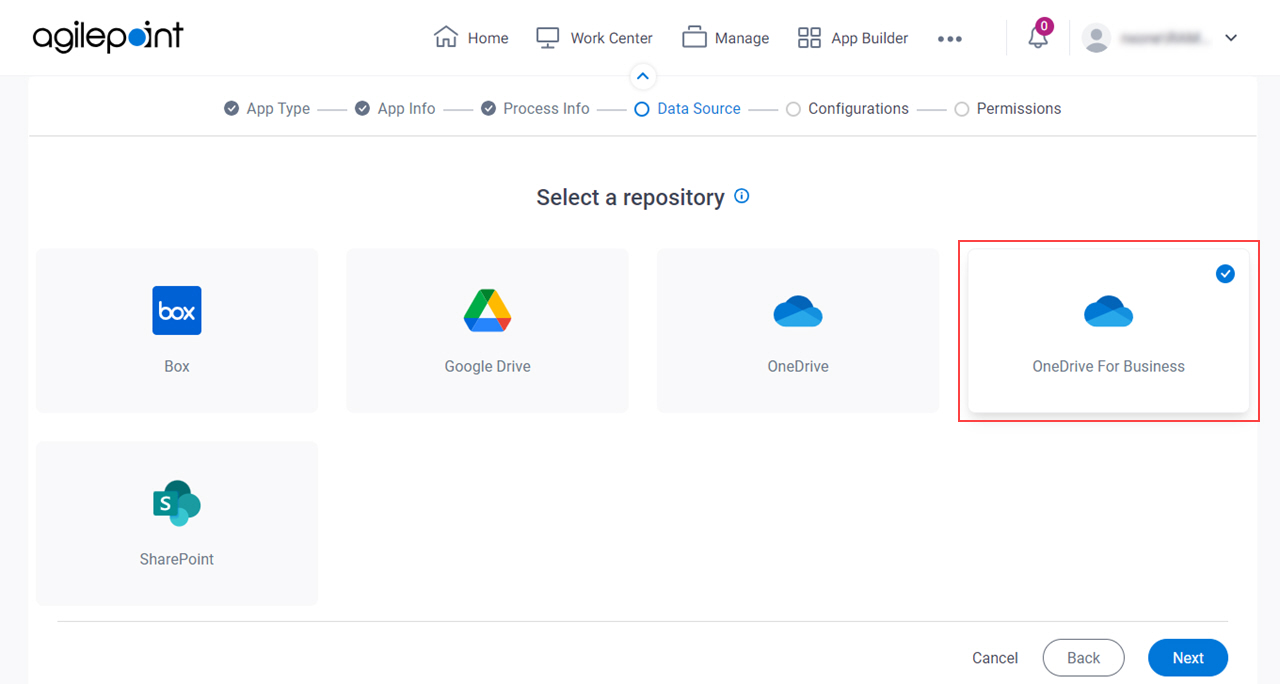 Select OneDrive for Business
