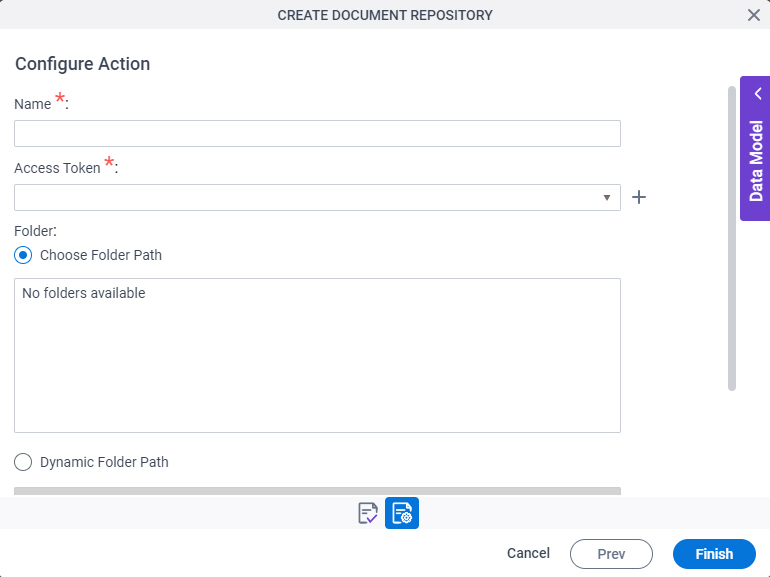 FTP Create Document Repository screen