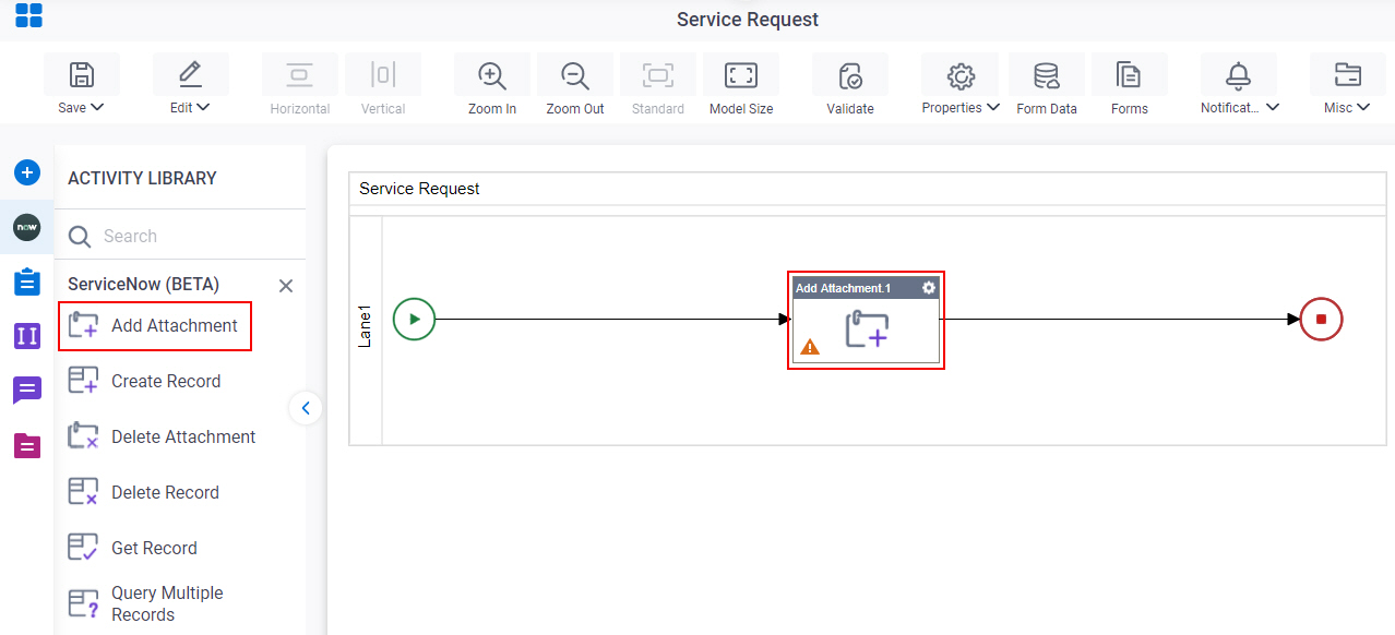 Drag Add Attachment activity