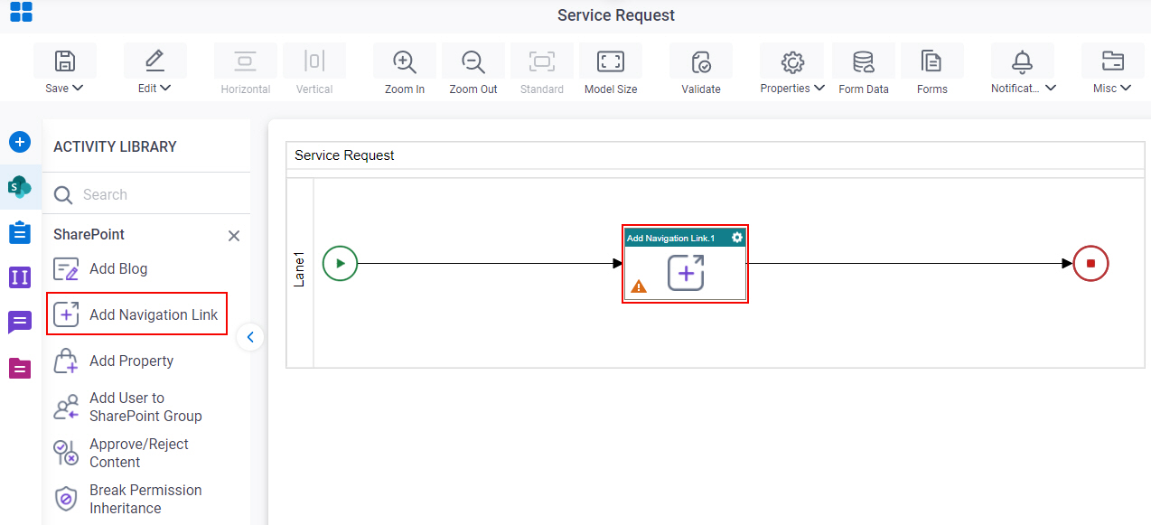 Add Navigation Link activity