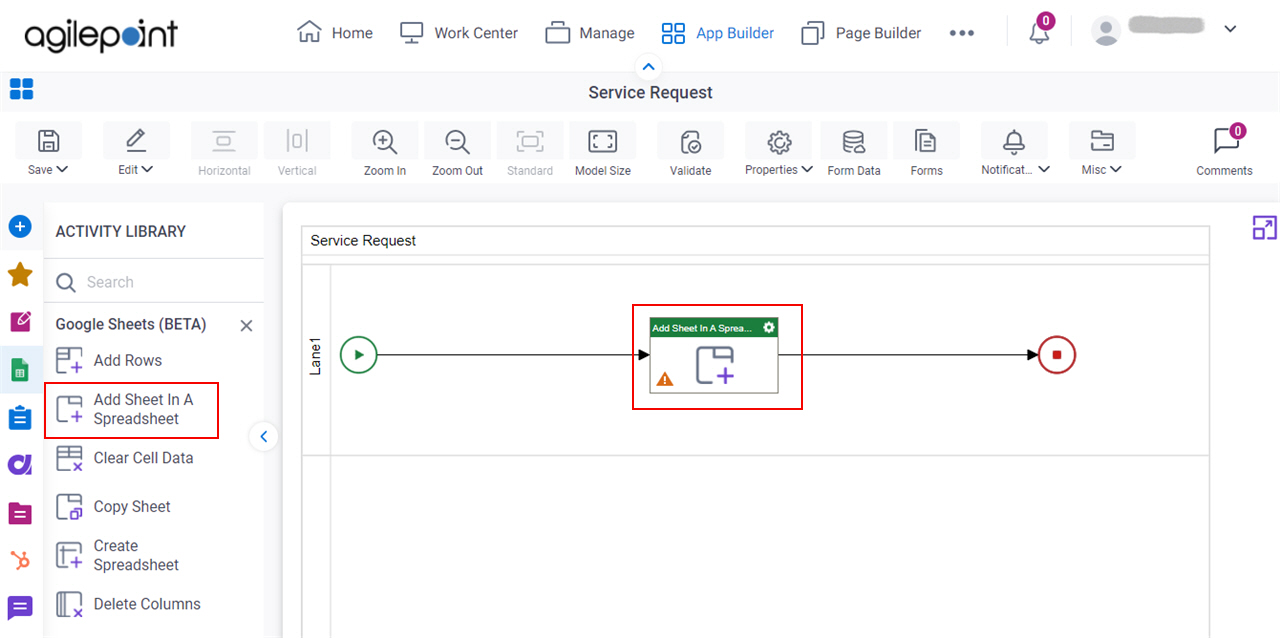 Drag Add Sheet In A Spreadsheet activity