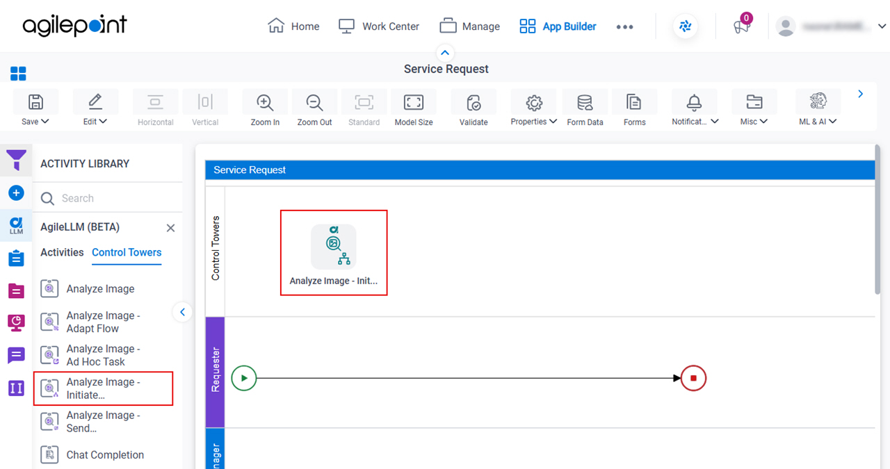 Drag Analyze Image Initiate Subprocess activity