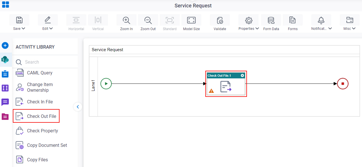 Check Out File activity
