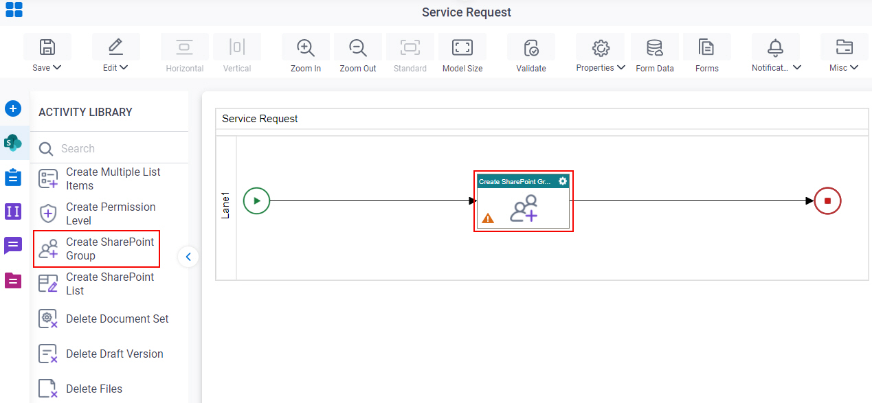 Create SharePoint Group activity