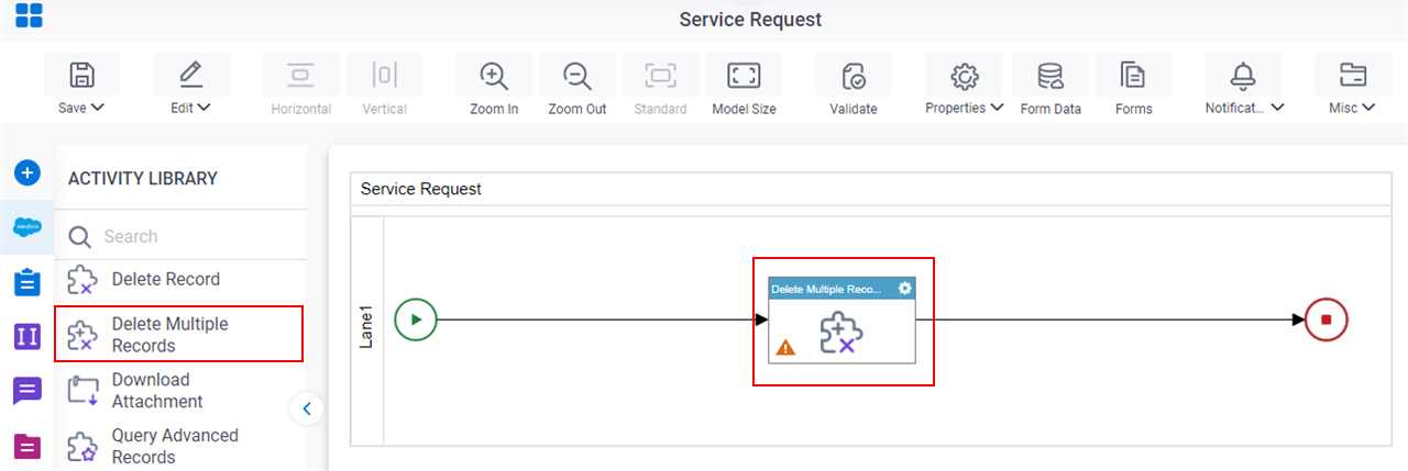Delete Multiple Records activity