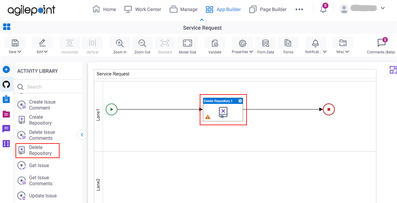 Drag Delete Repository activity