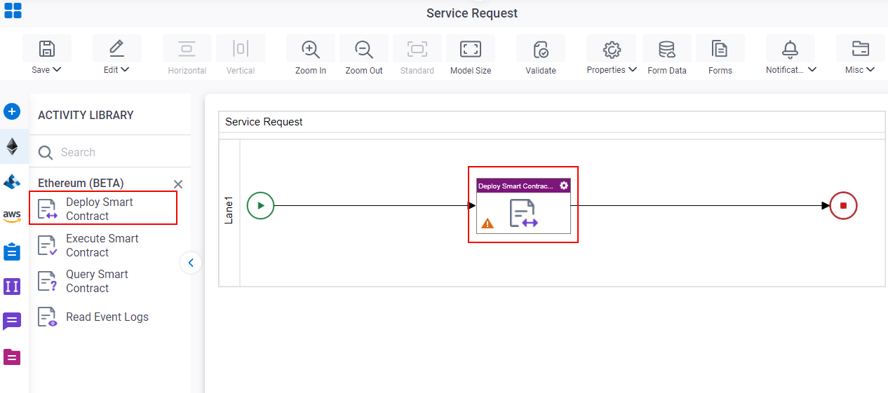 Drag Deploy Smart Contract activity