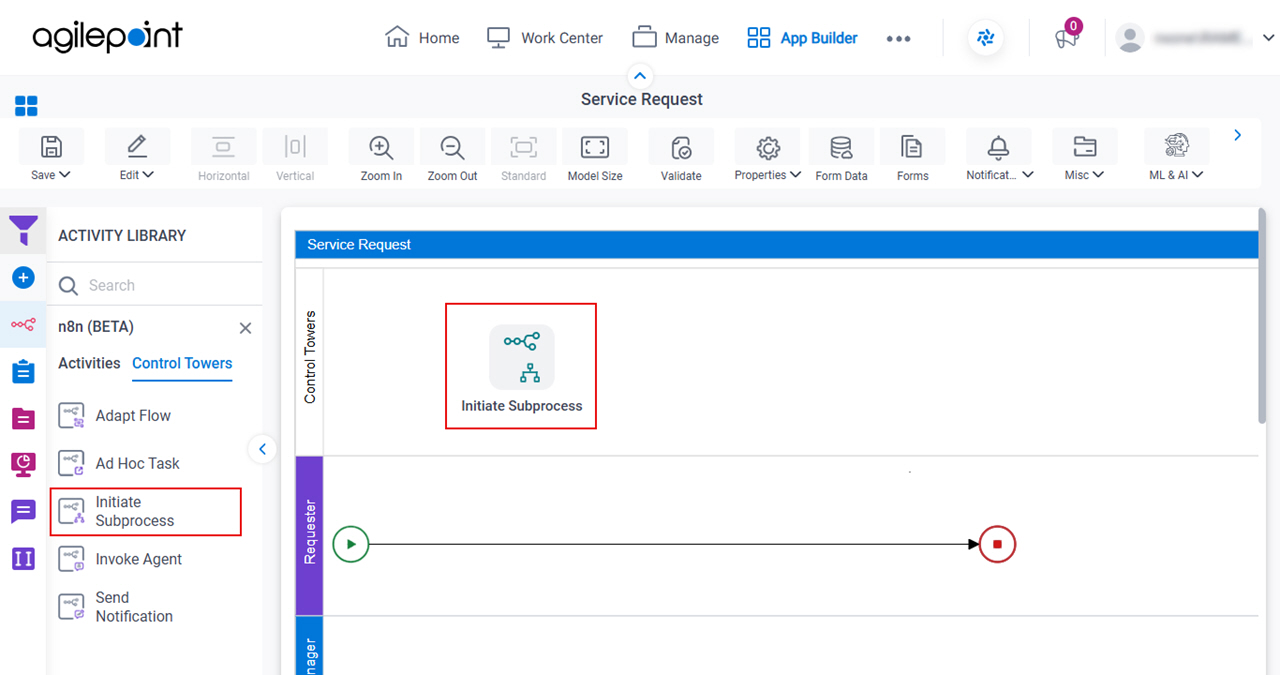 Drag Initiate Subprocess activity
