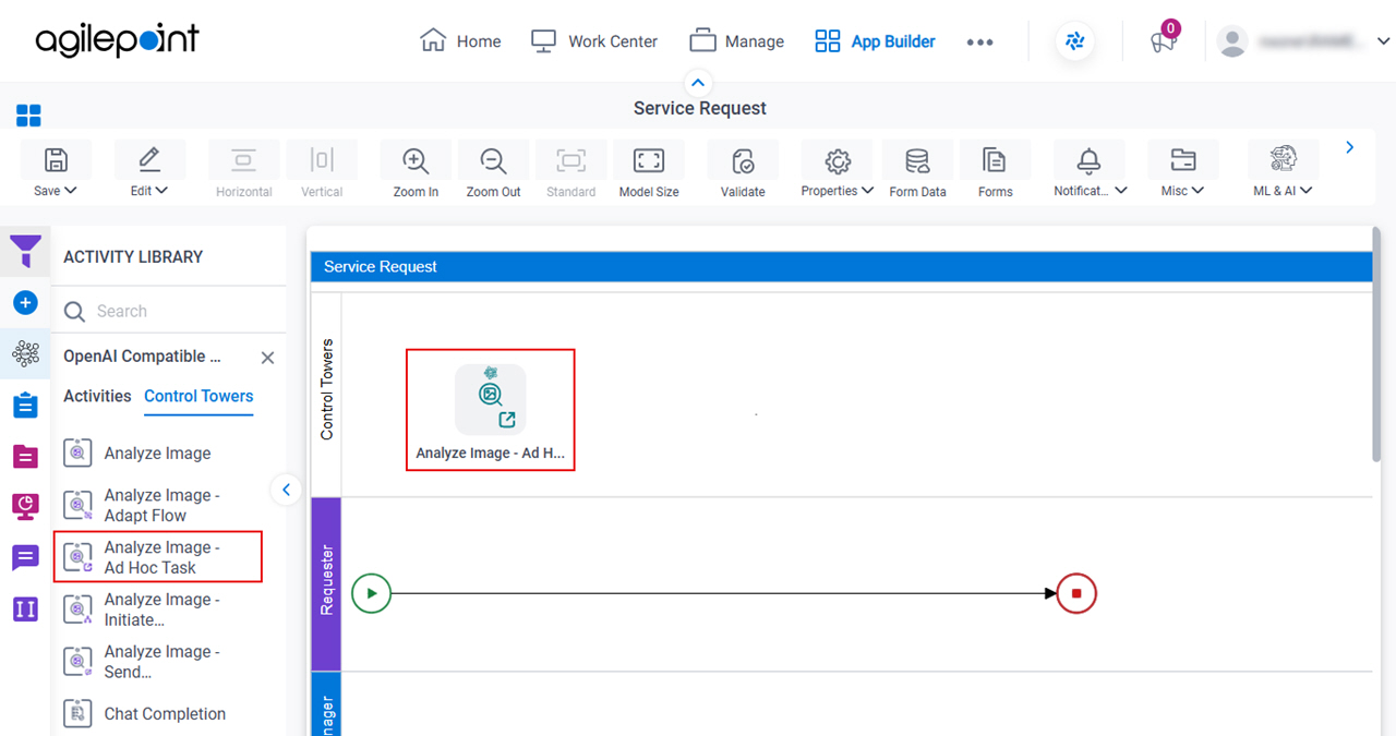 Drag Analyze Image Ad Hoc Task activity