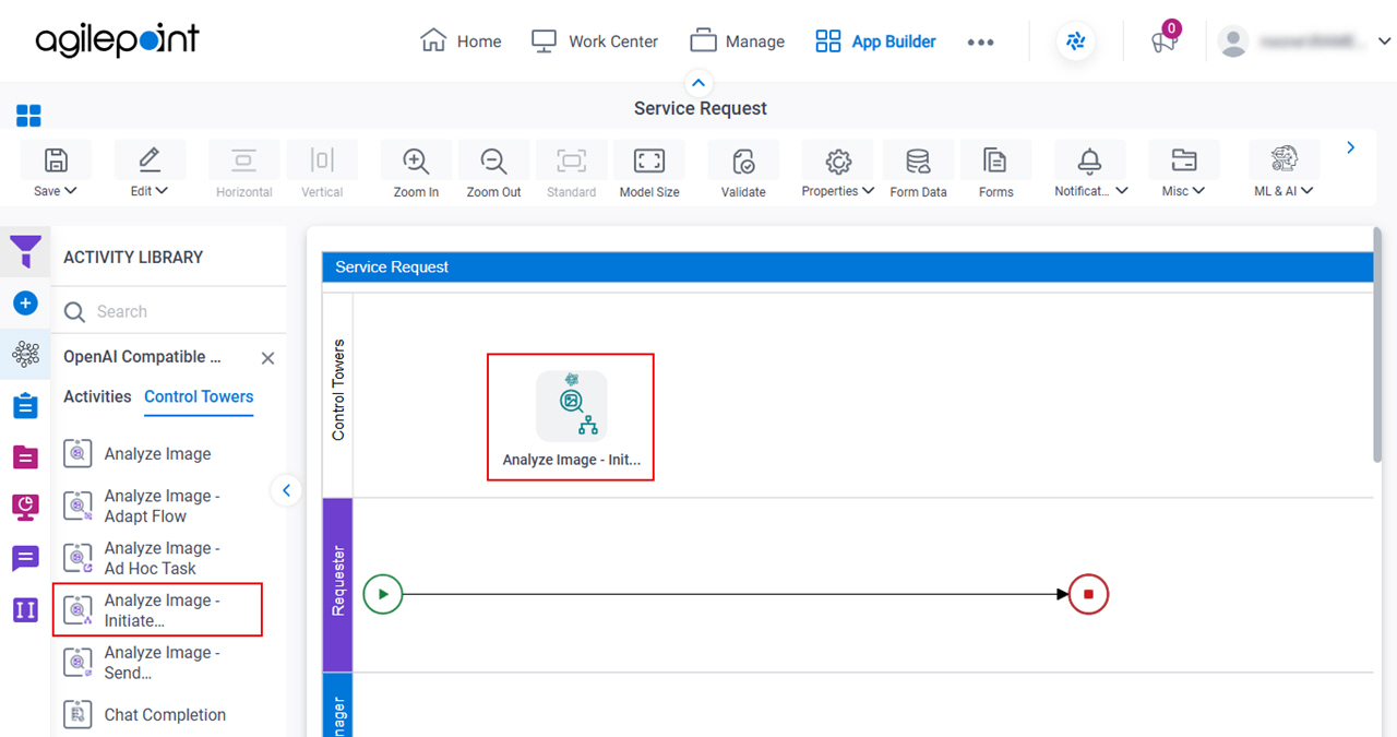 Drag Analyze Image Initiate Subprocess activity