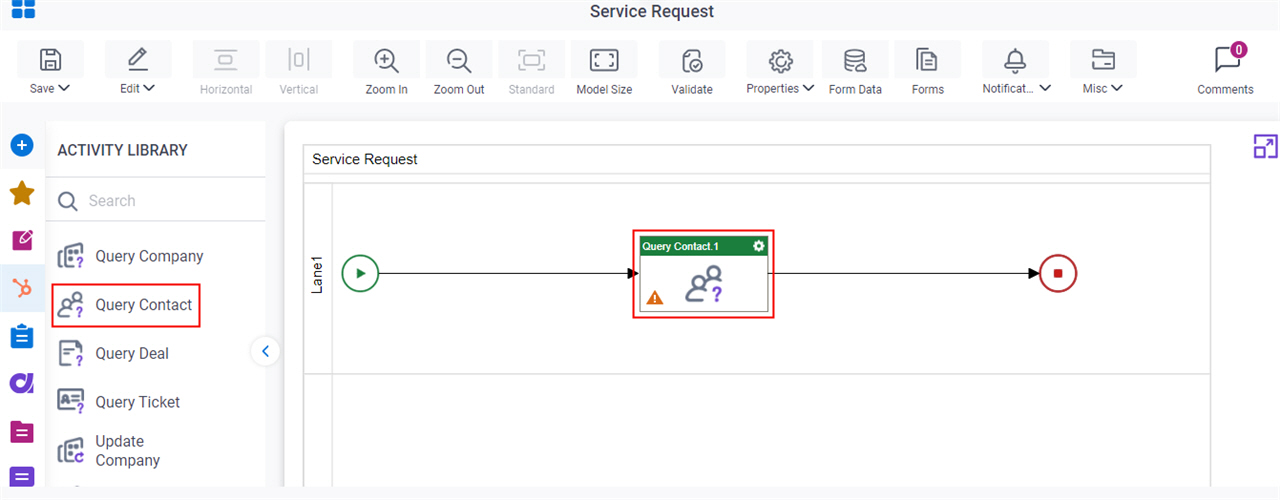 Drag Query Contact activity