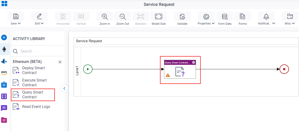 Drag Query Smart Contract activity