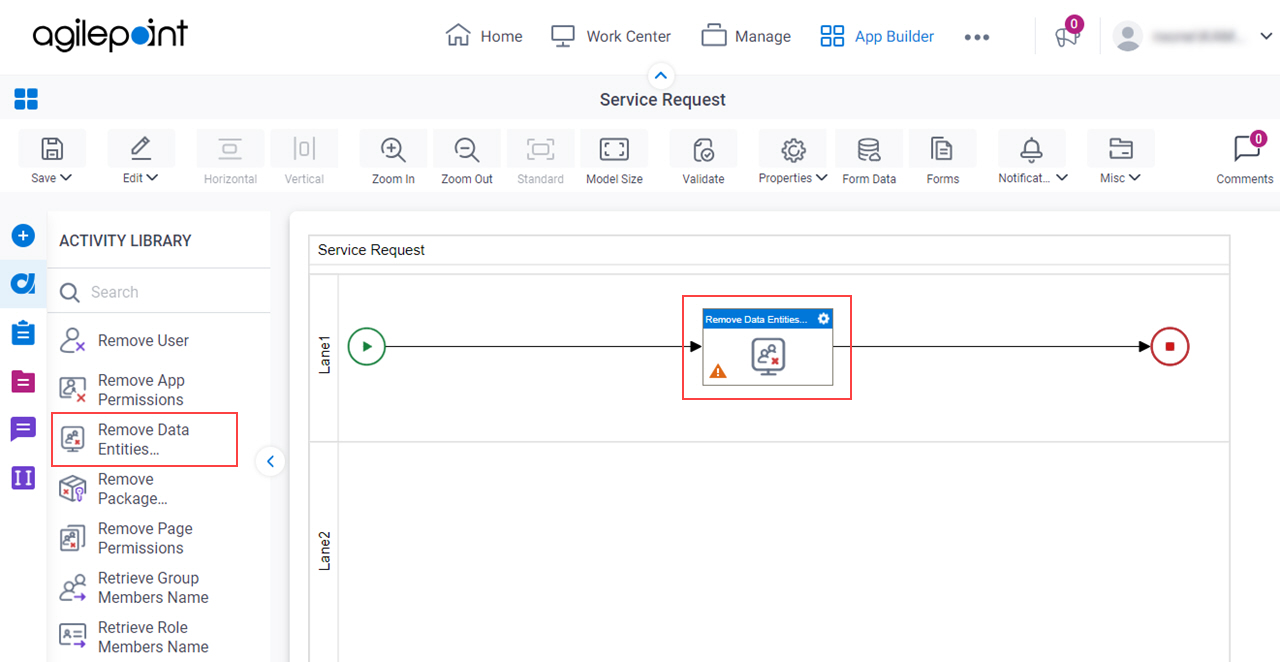 Drag Remove Data Entities Permissions activity