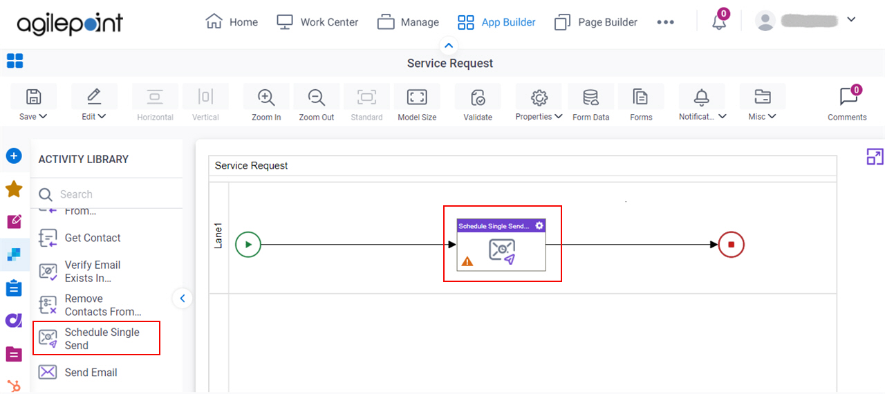 Drag Schedule Single Send activity