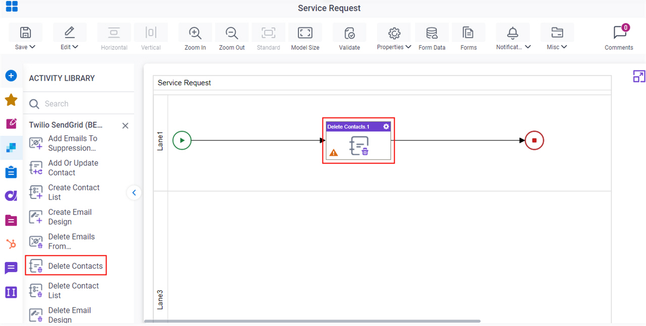 Drag Delete Contacts activity