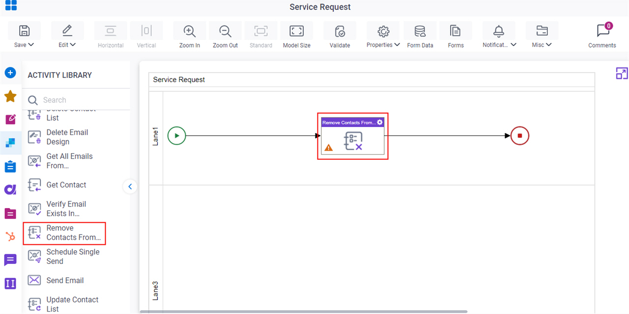 Drag Remove Contacts From List activity