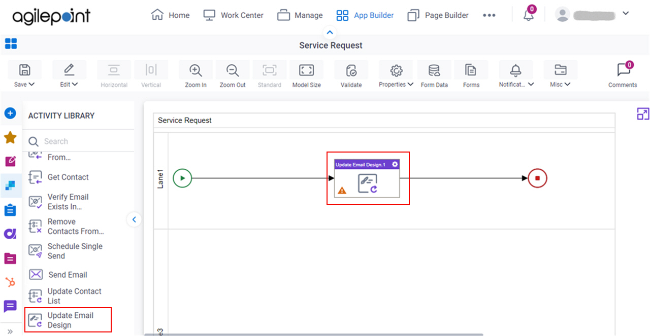 Drag Update Email Design activity