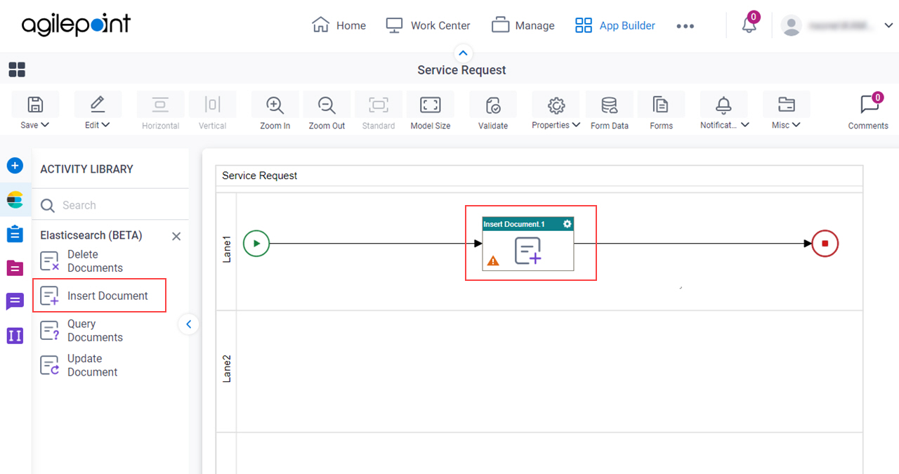 Drag Insert Document activity