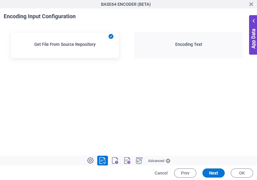 Encoding Input Configuration screen