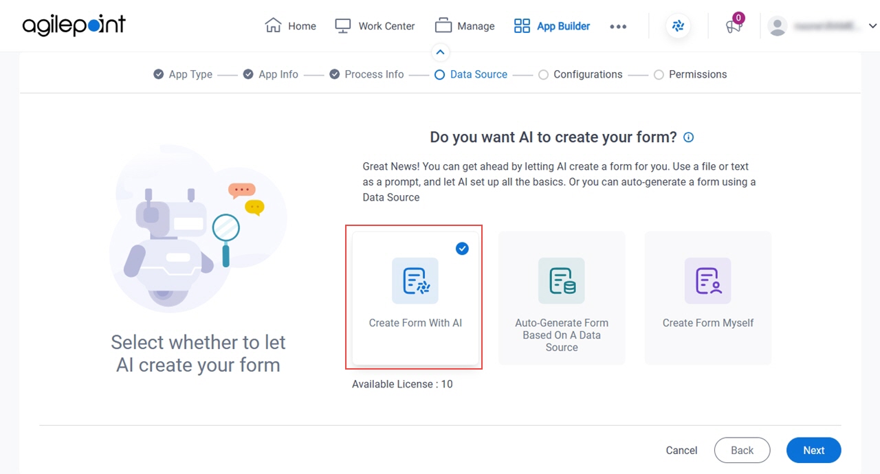 Click Create Form With AI