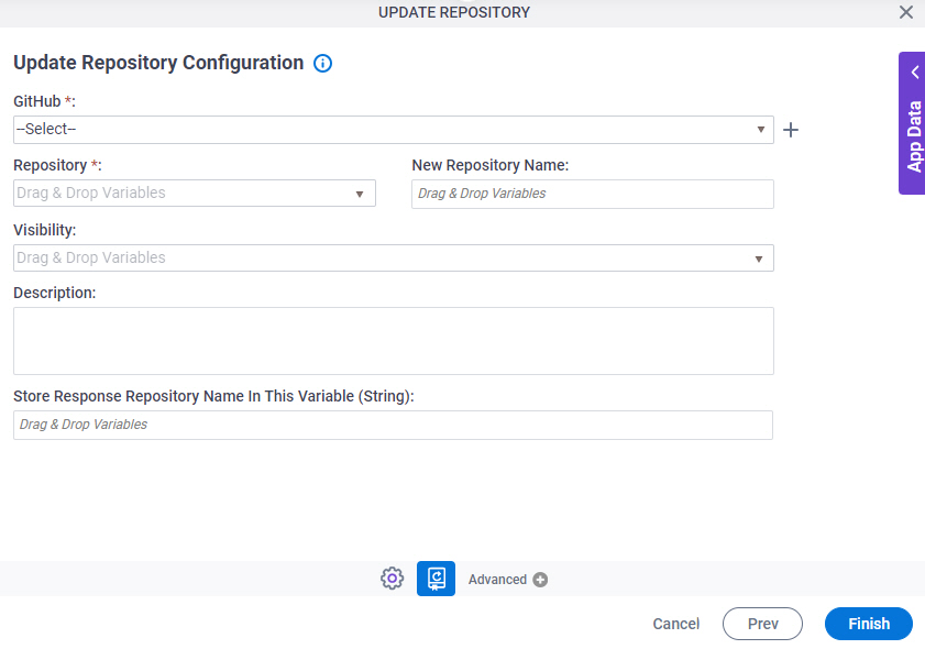 Update Repository Configuration screen