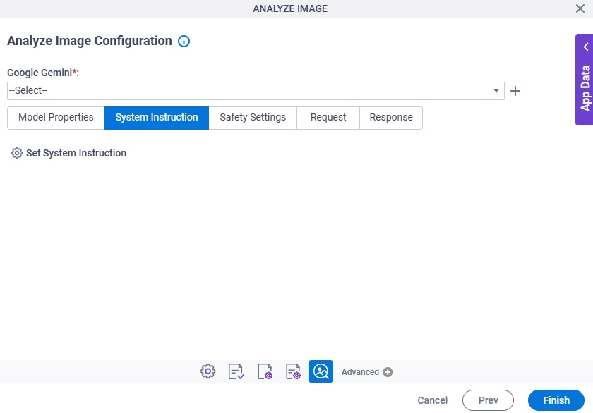 Analyze Image Configuration System Instruction tab