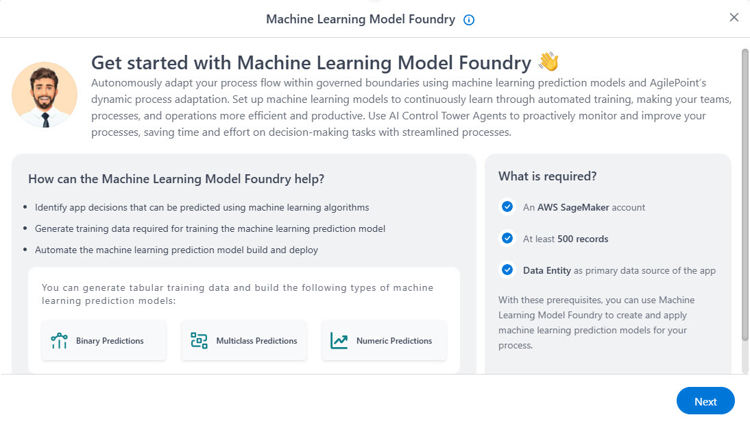 Machine Learning Model Foundry screen