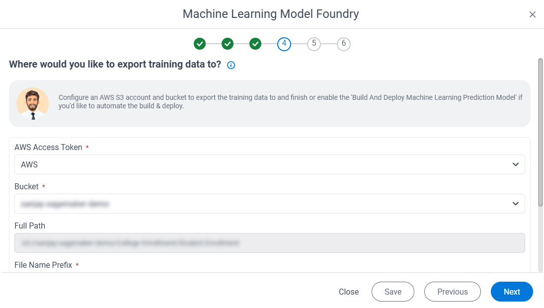 Where would you like to export training data to screen