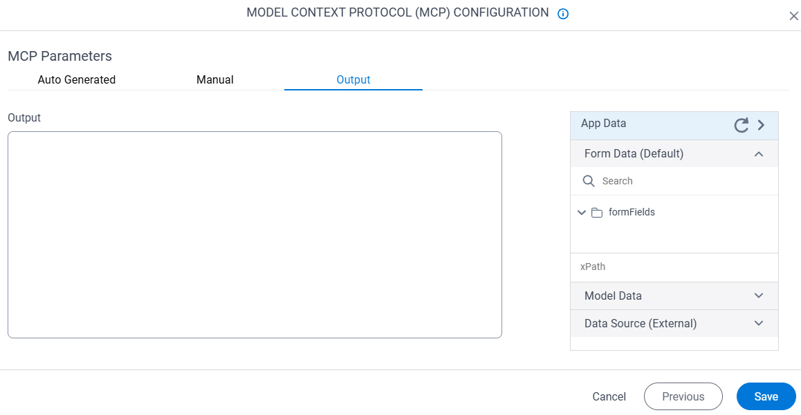 MCP Parameters Response screen