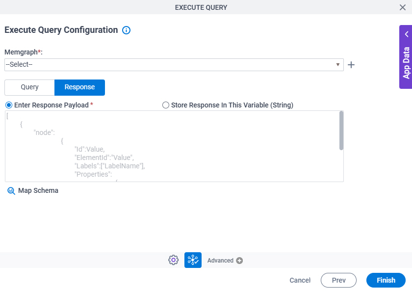Execute Query Configuration Response tab