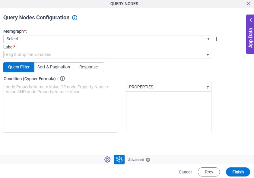Query Node Configuration Query Filter tab